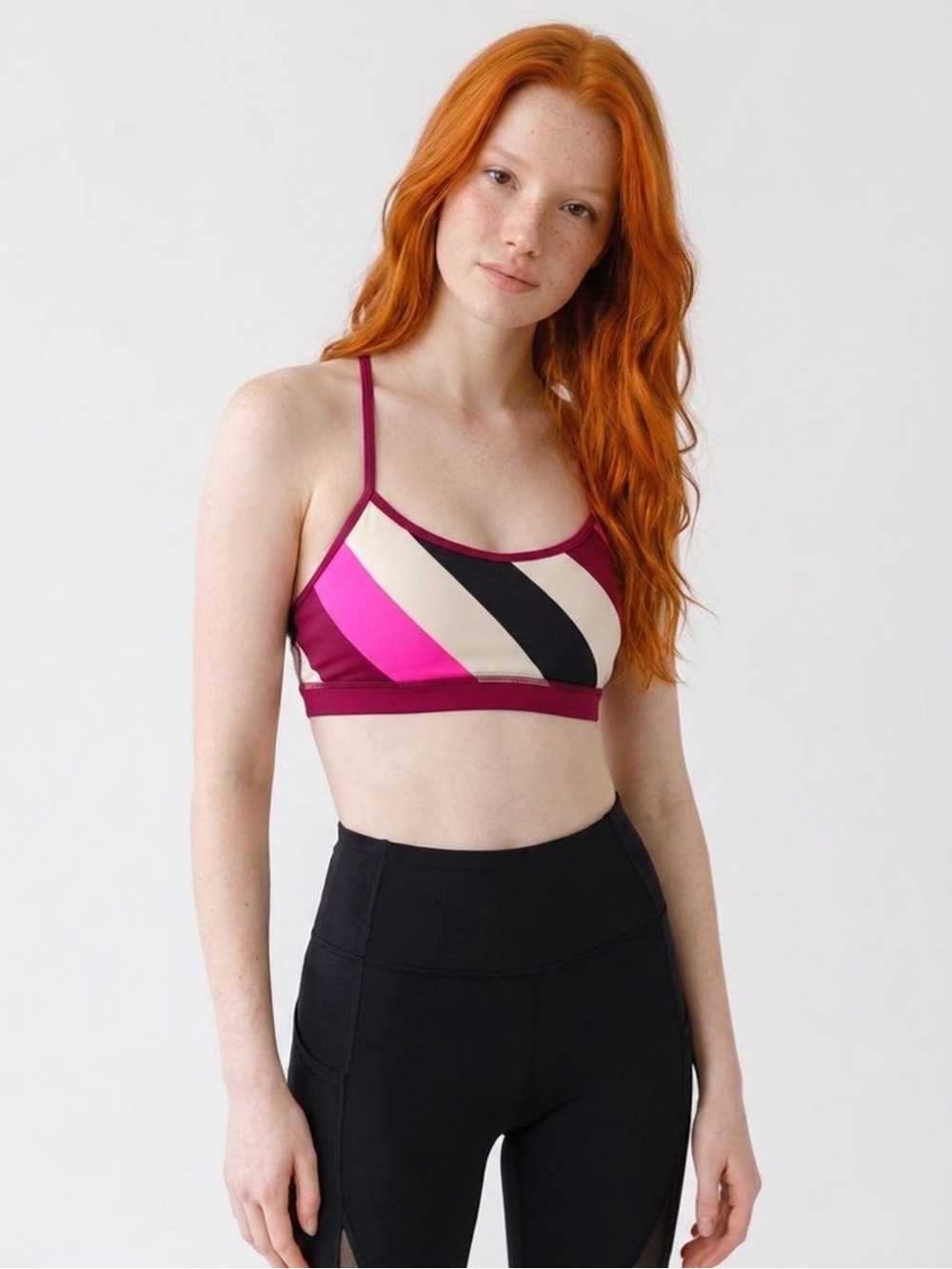 Lululemon Athletica Pink and Black Racerback Sports Bra